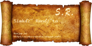 Simkó Renáta névjegykártya
